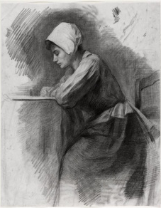 Mondriaan - Schrijvend meisje, ca 1894  1895